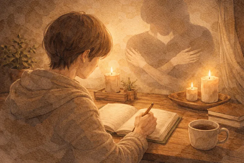 Person journaling by candlelight for shadow work